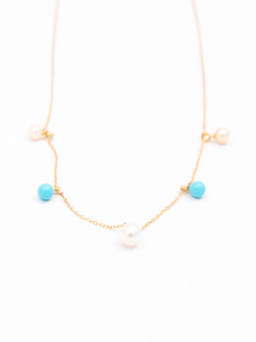 All Around Dancing Pearl & Turquoise Necklace
