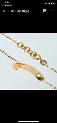 Yellow gold flower id bracelet