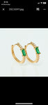 Yellow gold emerald hoops