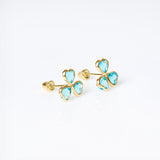 Three heart light  blue stone earrings