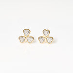 Three heart crystal clear earrings