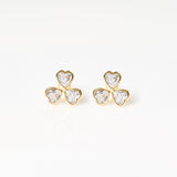 Three heart crystal clear earrings