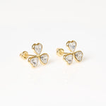 Three heart crystal clear earrings