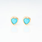 Yellow Gold turquoise heart earrings