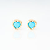 Yellow Gold turquoise heart earrings