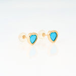 Yellow Gold turquoise heart earrings