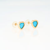 Yellow Gold turquoise heart earrings