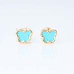 Enamel butterfly turquoise earrings