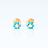 mini turquoise flower with pearl