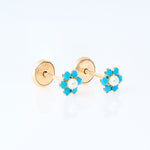 mini turquoise flower with pearl