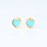 Enamel heart turquoise earrings