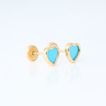 Enamel heart turquoise earrings