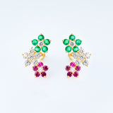 TriColor flower earrings