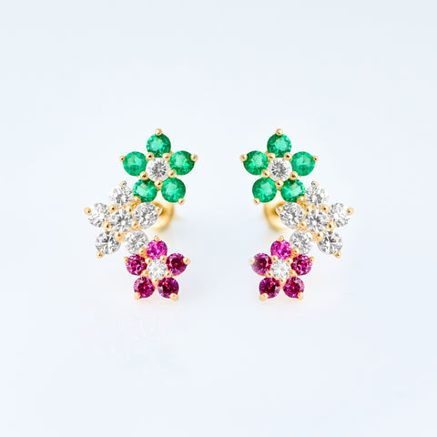 TriColor flower earrings