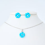 Turquoise flower set earrings and necklace