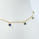 Dancing Saphire yellow gold necklace