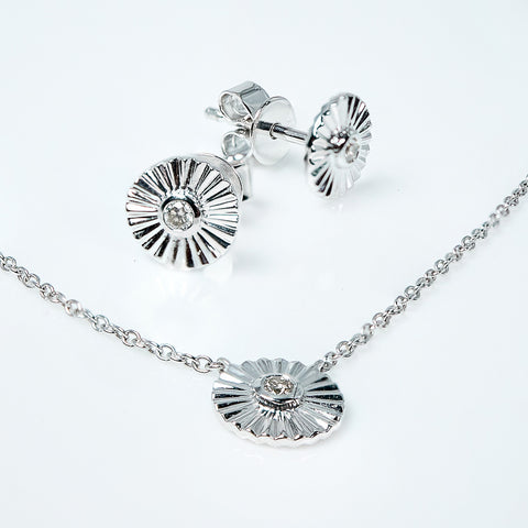 Beautiful white gold set earrings and necklace