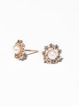 Pearl Gold Earrings with CZ all around