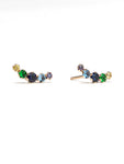 Multicolor Crawler Gold Earrings