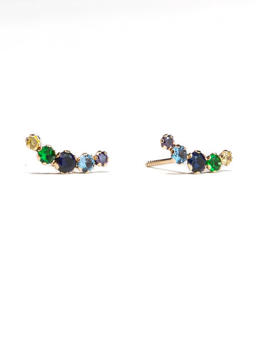 Multicolor Crawler Gold Earrings