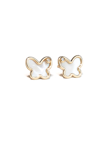 Butterfly Mother Of Pearl Gold Earrings