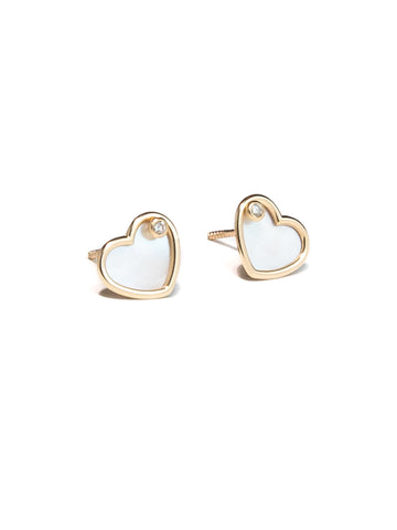 Heart Mother Of Pearl Gold Earrings