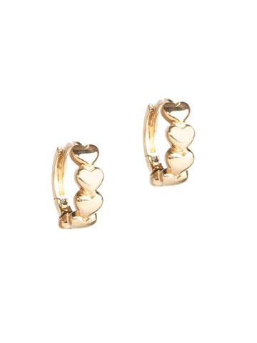 Hearts Hoops in Yellow Gold