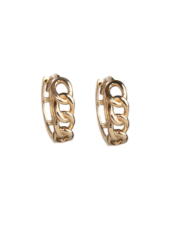 Chain Hoop Earrings in Yellow Gold