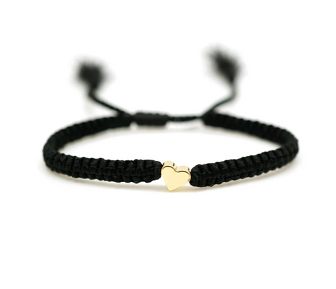 Black Heart Braided Bracelet