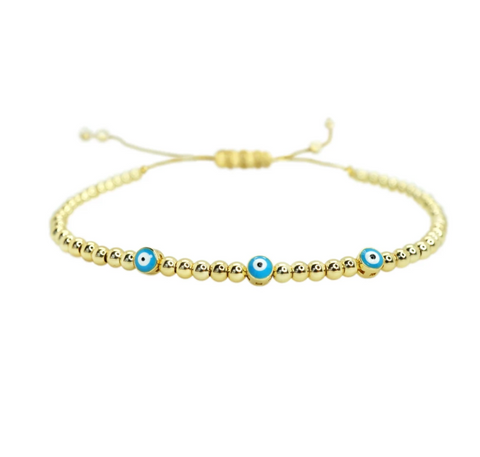 Gold BEADS Evil Eye Adjustable Bracelet