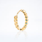 Yellow Gold Hoops with Turquoises all around