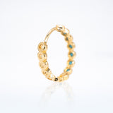 Yellow Gold Hoops with Turquoises all around