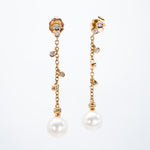 Diamond and Pearl Drop Earrings