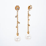 Diamond and Pearl Drop Earrings