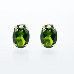 Green Deep Gemstone Oval Stud Earrings