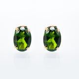 Green Deep Gemstone Oval Stud Earrings