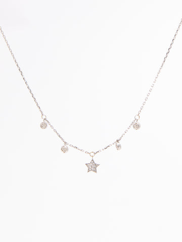 White Gold All Around Star Necklace