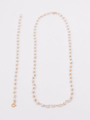 Small All Around Pearl Necklace Bracelet Set