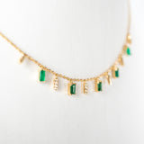 Emerald diamond dancing necklace