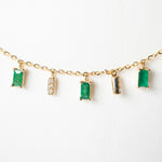 Emerald diamond dancing necklace