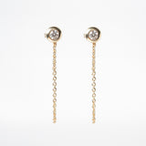 yellow gold cz stud with chain