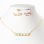 Modern pearl necklace and earring set