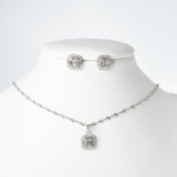 Diamond square Baguette earrings and necklace set w/g