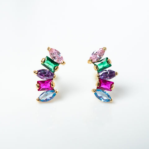 Fancy baguette multcolor marquis earrings