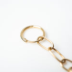 Yellow gold hoop with long chain, 14k