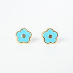 Blue Enamel flower earrings