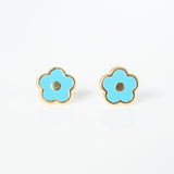 Blue Enamel flower earrings