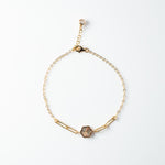 Yellow Gold Flower and chain Bracelet 14k