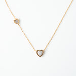 Yellow gold mother of pearl 2 heart necklace