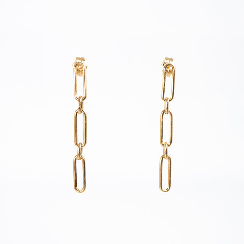 Dangling paper clip push back earrings y/g